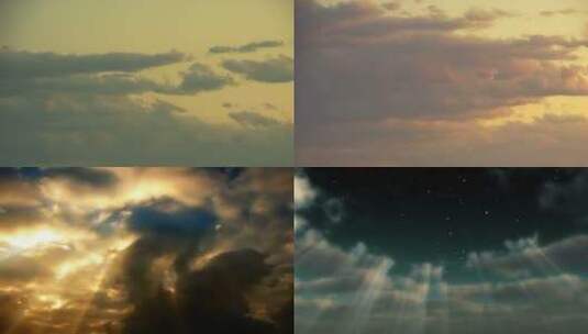 天空和移动的云太阳日出延时云高清在线视频素材下载