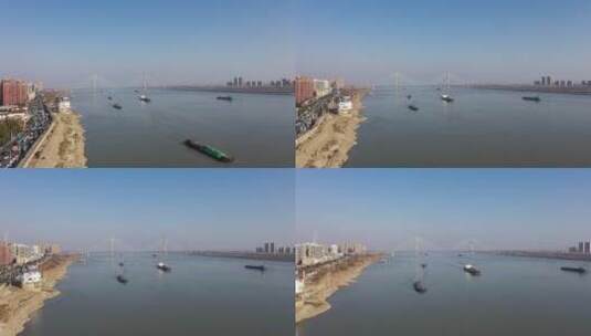 安庆长江大桥安庆市航拍地标宣传片高清在线视频素材下载