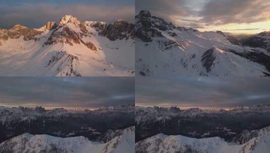 航拍雪山的清晨日出高清在线视频素材下载