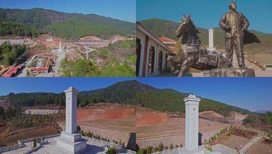 明溪县革命纪念园毛泽东雕像苏区历史红军高清在线视频素材下载