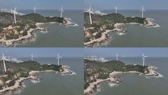 原创 航拍福建漳州六鳌半岛风电场高清在线视频素材下载