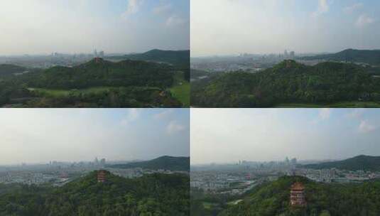 广州麓湖公园远眺白云新城高清在线视频素材下载