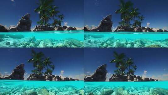 岛上海水的分割视图高清在线视频素材下载