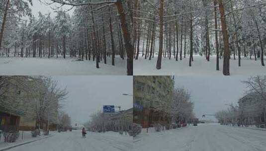 H大兴安岭塔河大疆街头雪景高清在线视频素材下载