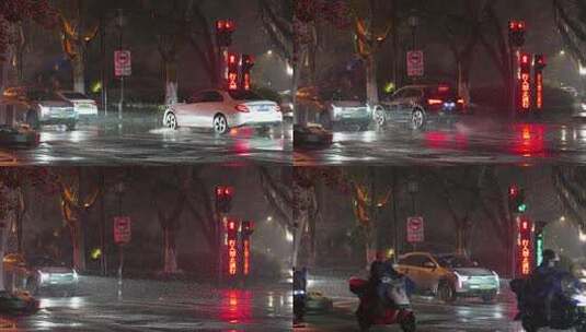 慢动作拍摄红绿灯前汽车驶过高清在线视频素材下载