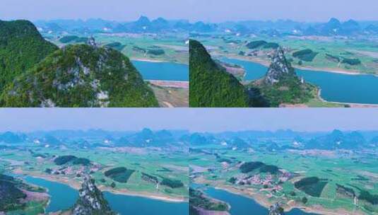 4K航拍广西柳州壮族村落山川风光高清在线视频素材下载