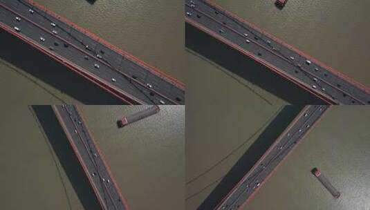 湖北 武汉 鹦鹉洲 长江大桥 航拍高清在线视频素材下载