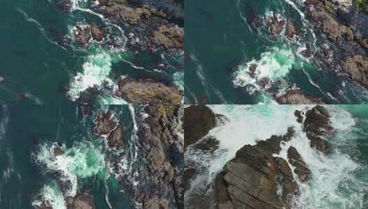 海浪拍打岩石海浪礁石大气海浪翻滚高清在线视频素材下载