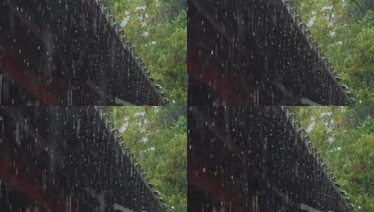 雨天下雨古建筑屋檐雨滴古风意境高清在线视频素材下载