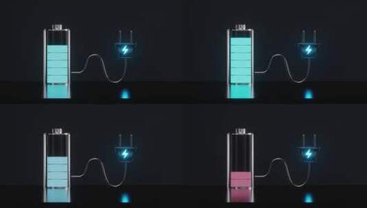 插头给电池充电循环动画高清在线视频素材下载