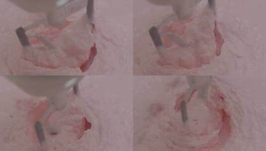 粉色冰淇淋搅拌特写高清在线视频素材下载