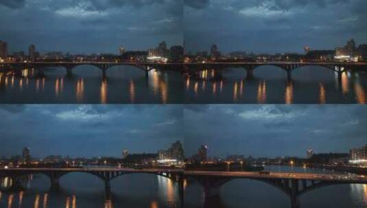 内江西林大桥夜景航拍沱江夜晚河流城市晚上高清在线视频素材下载