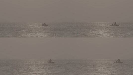 海上渔船落日夕阳高清在线视频素材下载
