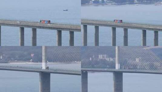 跨海大桥上行驶的交通工具高清在线视频素材下载