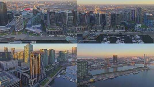 城市航拍墨尔本摩天大楼澳大利亚地标建筑高清在线视频素材下载