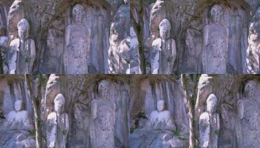 杭州吴山景区石佛院塑像航拍视频素材高清在线视频素材下载