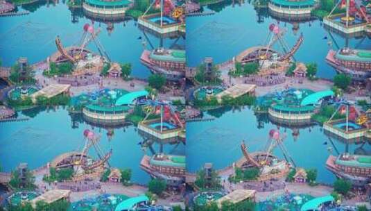 中国黑龙江哈尔滨融创乐园游乐场游玩项目高清在线视频素材下载