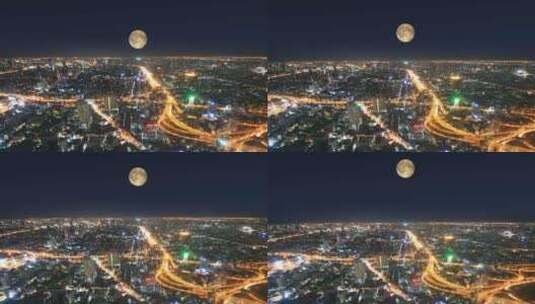 夜间城市景观延时摄影高清在线视频素材下载
