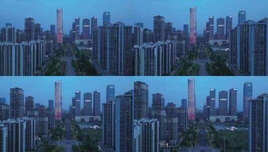 南宁夜景航拍 五象新区总部基地 城市灯光高清在线视频素材下载