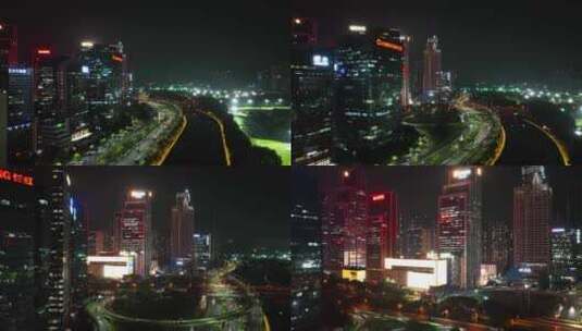 深圳南山区科技园下班高峰期车流航拍高清在线视频素材下载
