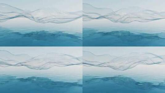 水面上飘动的透明布料3D渲染高清在线视频素材下载