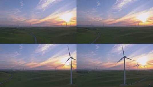 日落中的风电场高清在线视频素材下载