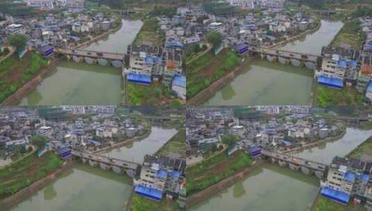 黄平县旧州古镇 航拍 桥上车辆高清在线视频素材下载