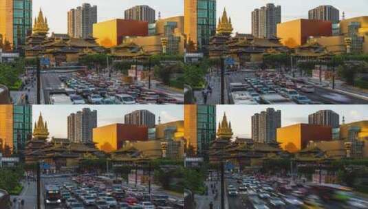 上海静安寺延时摄影4K高清在线视频素材下载