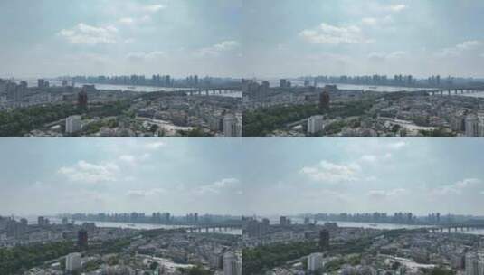 武汉长江大桥航拍武汉城市风光长江两岸风景高清在线视频素材下载