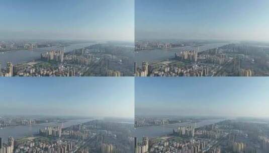 武汉长江两岸城市风光航拍长江风景河流经济高清在线视频素材下载