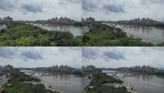 航拍福州闽江尤溪洲大桥高清在线视频素材下载