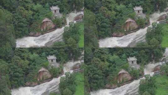 雨后泰山，俯瞰飞瀑流泉高清在线视频素材下载