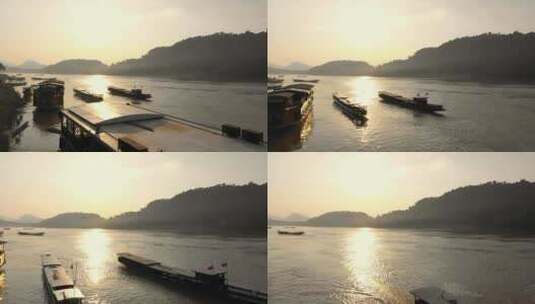 湄公河上的船高清在线视频素材下载