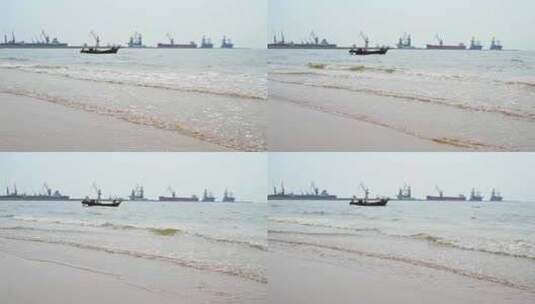 海边码头海面上的渔船 4K高清在线视频素材下载