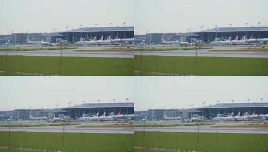 民航飞机机场跑道滑行高清在线视频素材下载