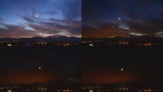沙漠中的日落与月亮高清在线视频素材下载