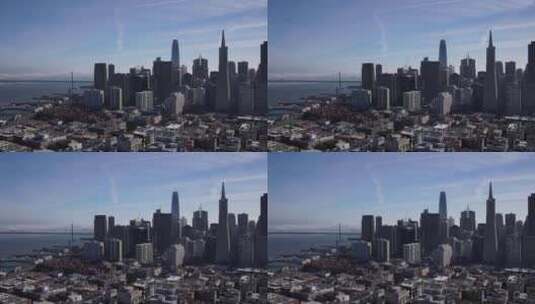 旧金山金融区景观海湾大桥晴空延时4K高清在线视频素材下载