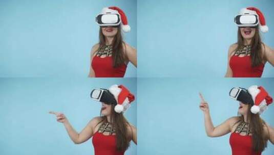 女孩在虚拟现实眼镜中观看3d电影之旅。高清在线视频素材下载
