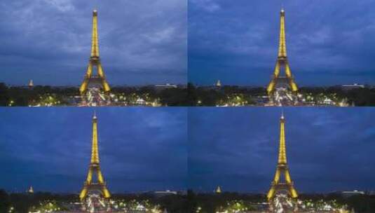 法国巴黎日落时分的埃菲尔铁塔。高清在线视频素材下载