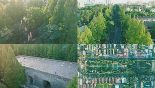 南京古城墙遗址公园航拍高清在线视频素材下载
