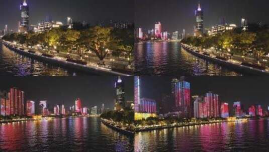 珠江夜景滨江中路_8K高清在线视频素材下载