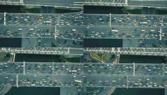 俯拍高架桥上的车流高清在线视频素材下载