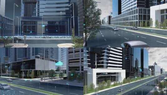 未来城市城市自动汽车驾驶高清在线视频素材下载