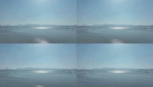 深圳湾后海航拍大海阳光水面逆光海面高清在线视频素材下载