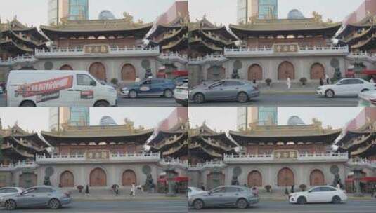 上海静安寺人流车流高清在线视频素材下载