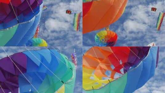 天空中五颜六色的风筝高清在线视频素材下载