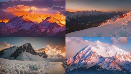 雪山冰川山脉意境风景 4K高清在线视频素材下载