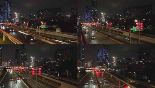 深圳滨河大道新年灯笼氛围夜景车流高清在线视频素材下载