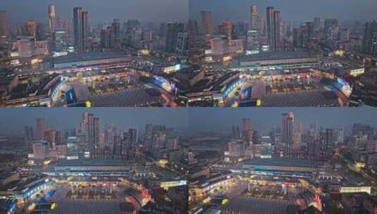 浙江省宁波夜景城市风景航拍高清在线视频素材下载