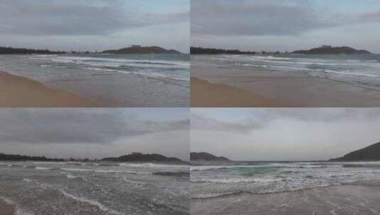 三亚海棠湾冲浪区航拍高清在线视频素材下载